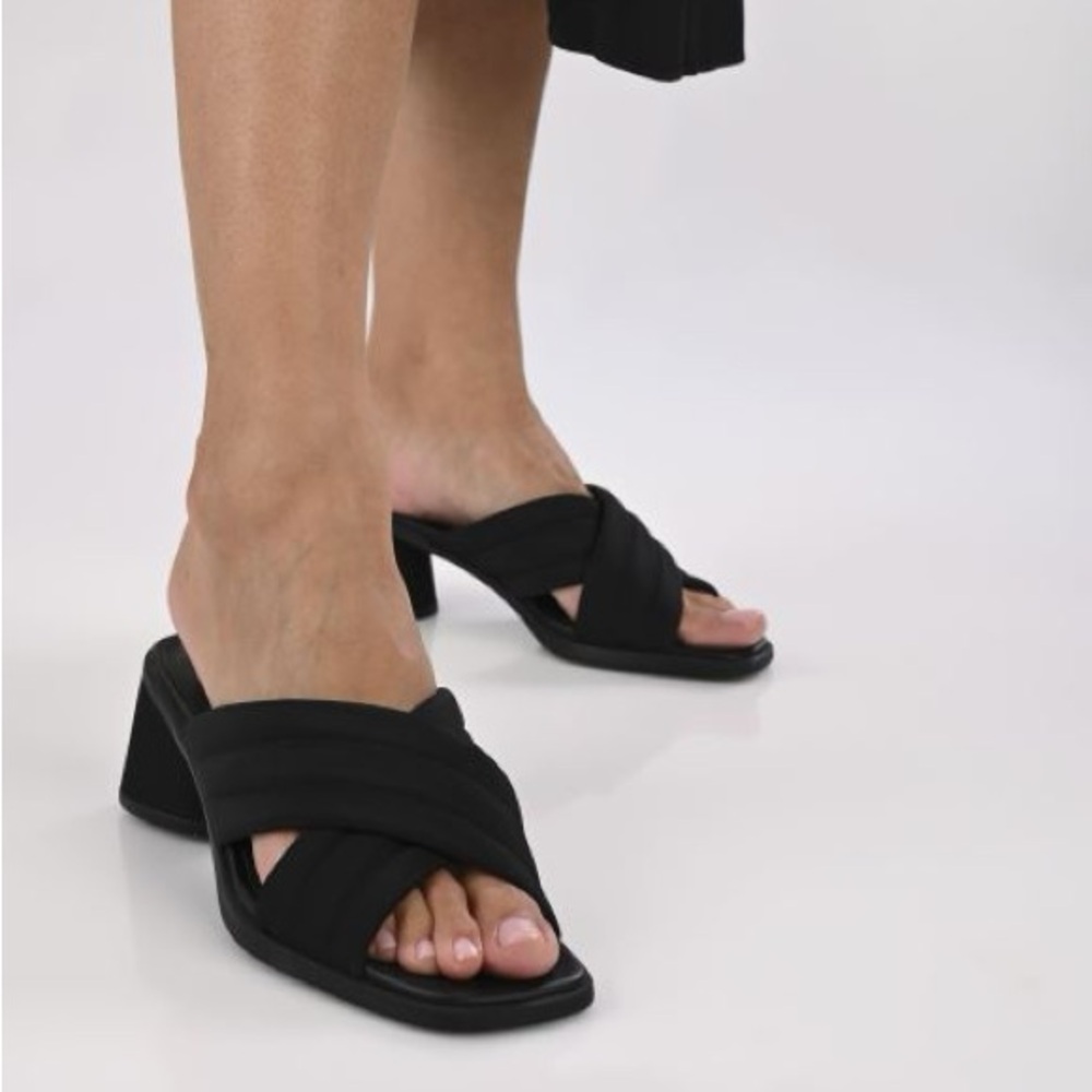 Camper Black Crisscross Block Heel Sandals, NWT